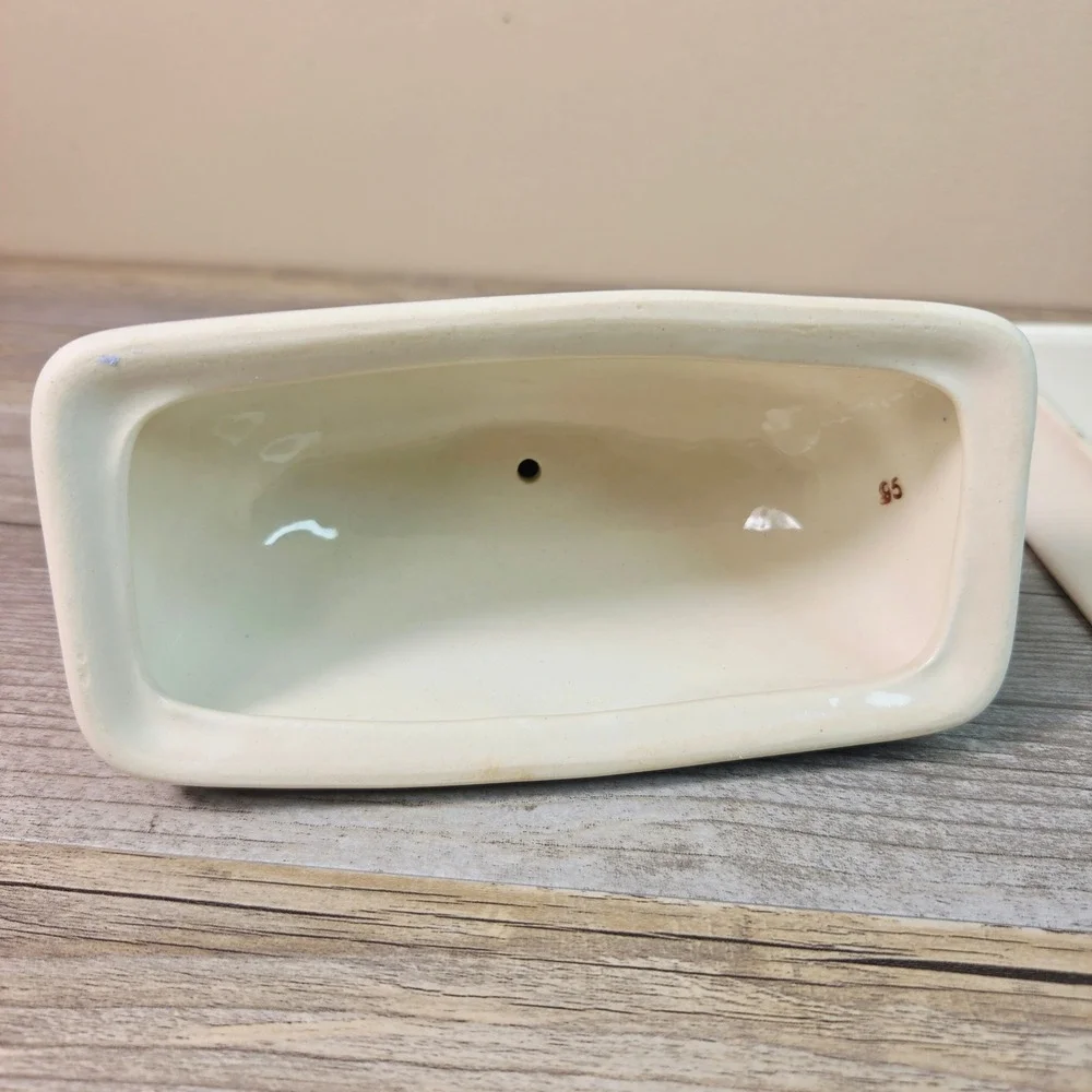 Boleslawiec Polish Pottery Butter Dish Covered Tray Floral Blue Red Hand Made 95